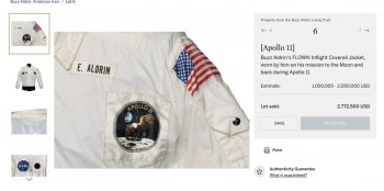 На аукционе Sotheby’s продали куртку астронавта, в которой он летал на Луну На аукционе Sotheby’s продали куртку астронавта, в которой он летал на Луну